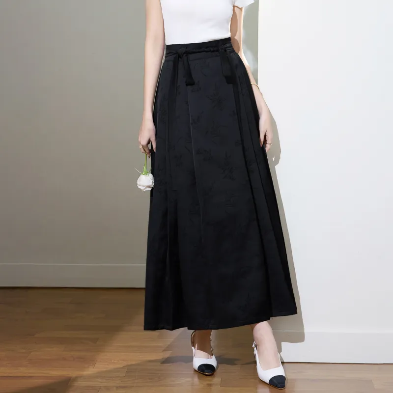 SMEN Casual Long Skirts Women's Black-5