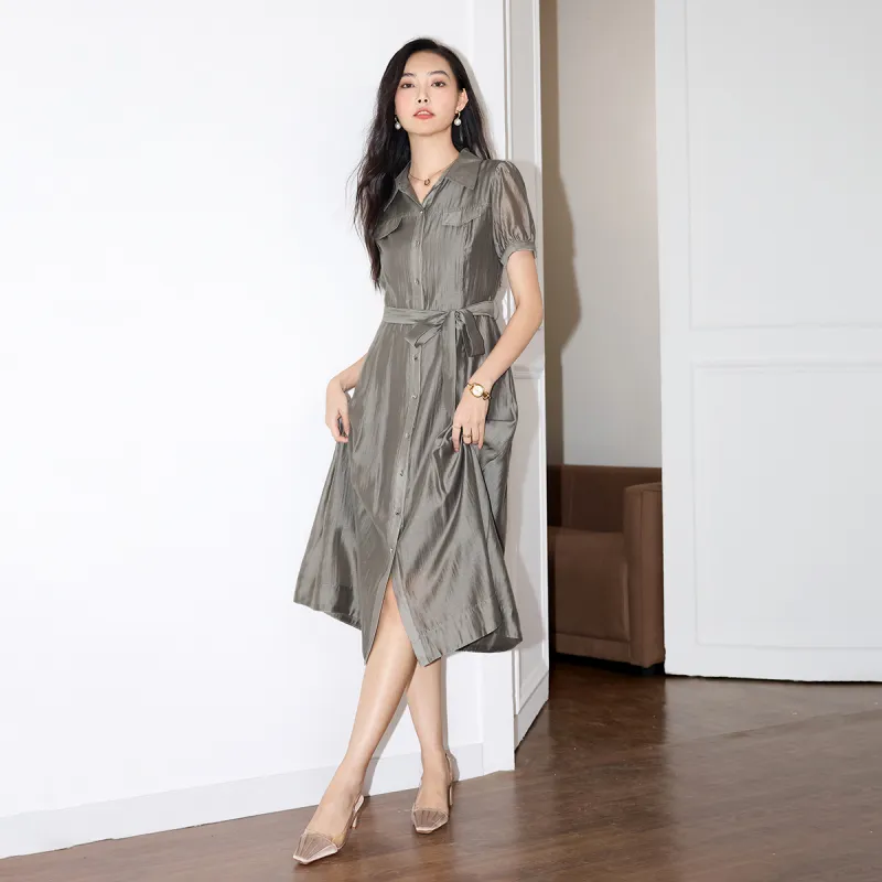 SMEN SS24 Short Sleeved Dresses Women's Gray-2