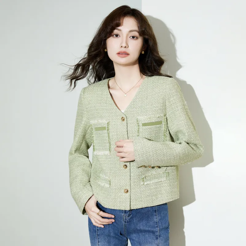 SMEN Cropped Coats Women's Green-2