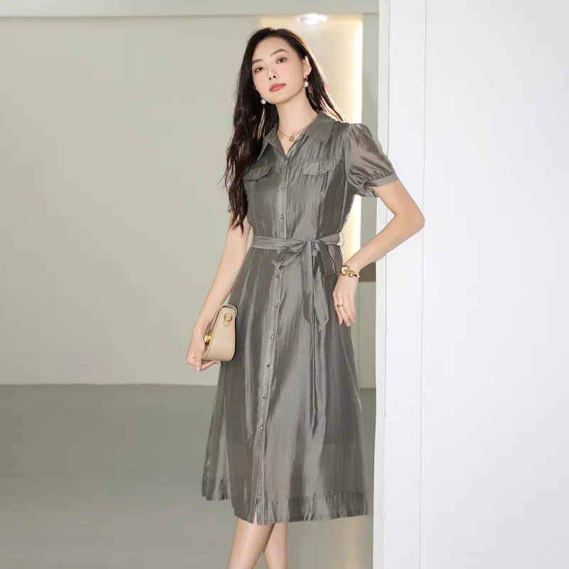 SMEN SS24 Short Sleeved Dresses Women's Gray-4
