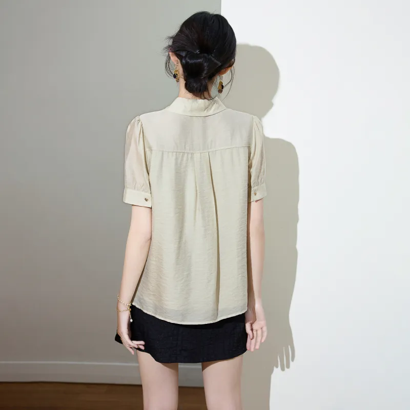 SMEN Shirt Women's Milk White Green-1