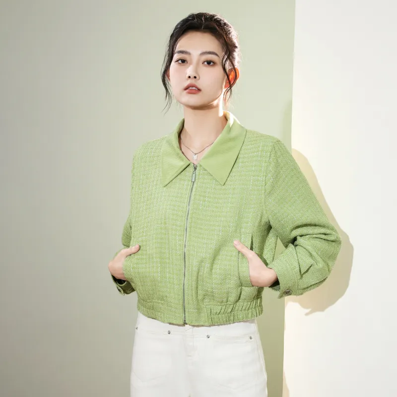 SMEN Cropped Coats Women's Light Green-1