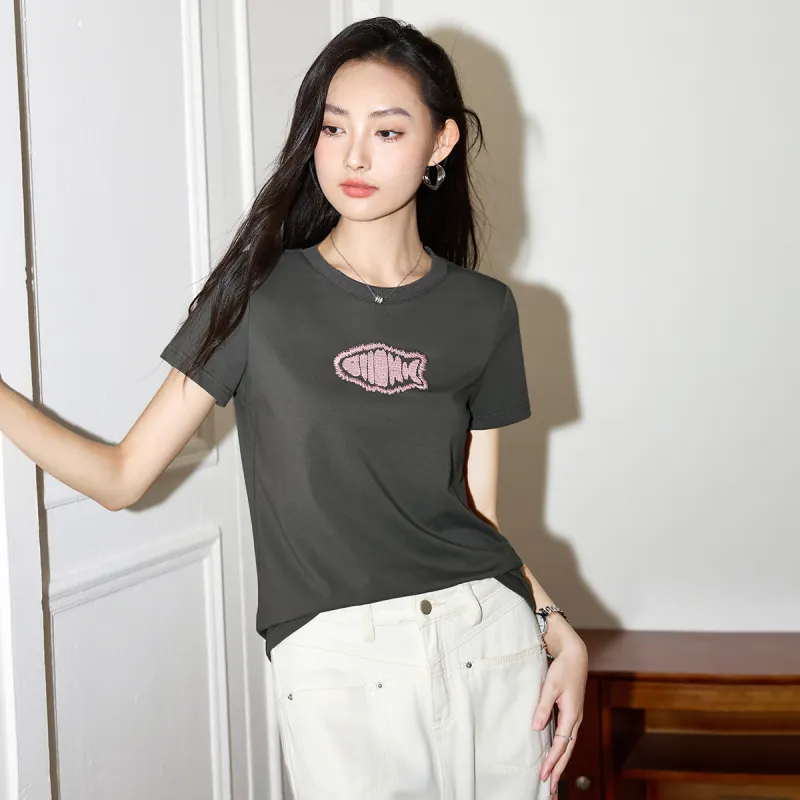 SMEN T Shirts Women's Gray-5