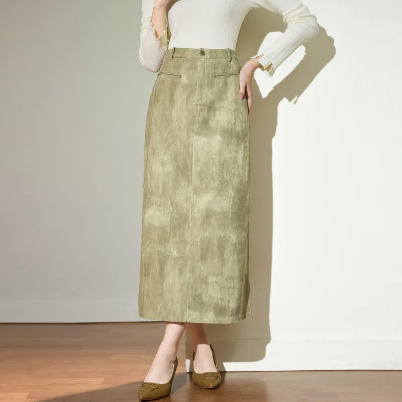 SMEN Casual Long Skirts Women's Khaki-2