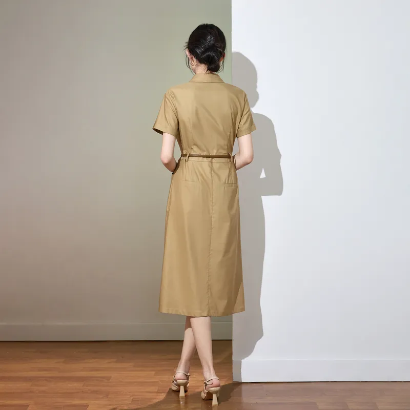 SMEN Short Sleeved Dress Women's Khaki-1