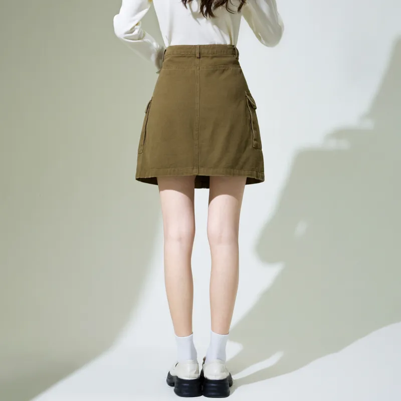 SMEN SS24 Denim Short Skirts Women's Coffee-4