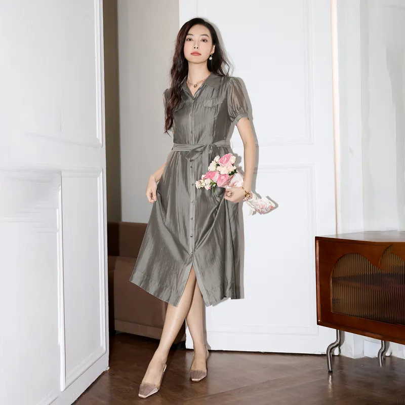 SMEN SS24 Short Sleeved Dresses Women's Gray-9