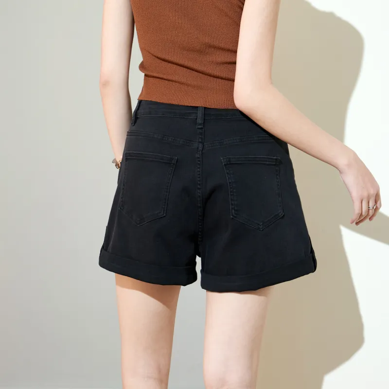 SMEN Denim Shorts Women's Black-9