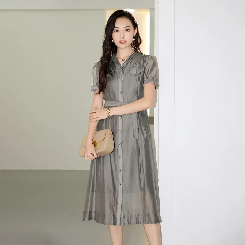 SMEN SS24 Short Sleeved Dresses Women's Gray-3
