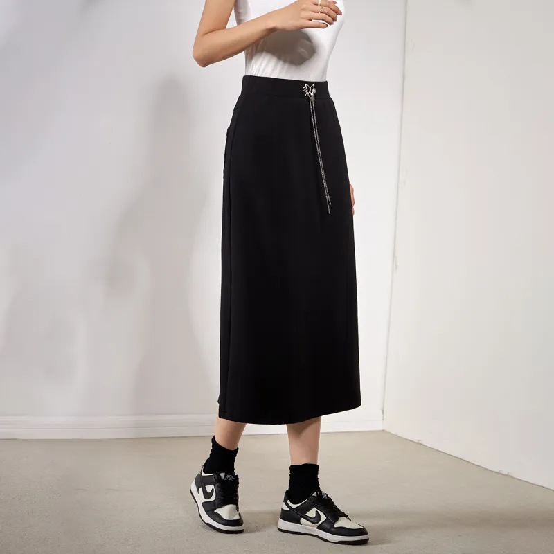 SMEN Casual Long Skirts Women's Black-7