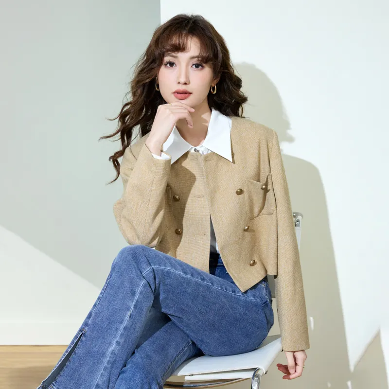 SMEN Jackets Coats Women's Khaki-8
