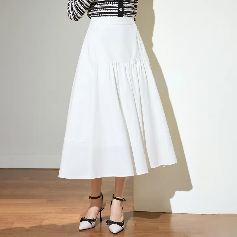 SMEN Casual Long Skirts Women's White-2