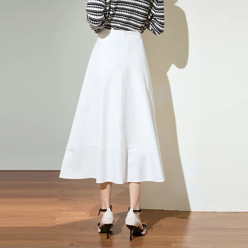 SMEN Casual Long Skirts Women's White-4