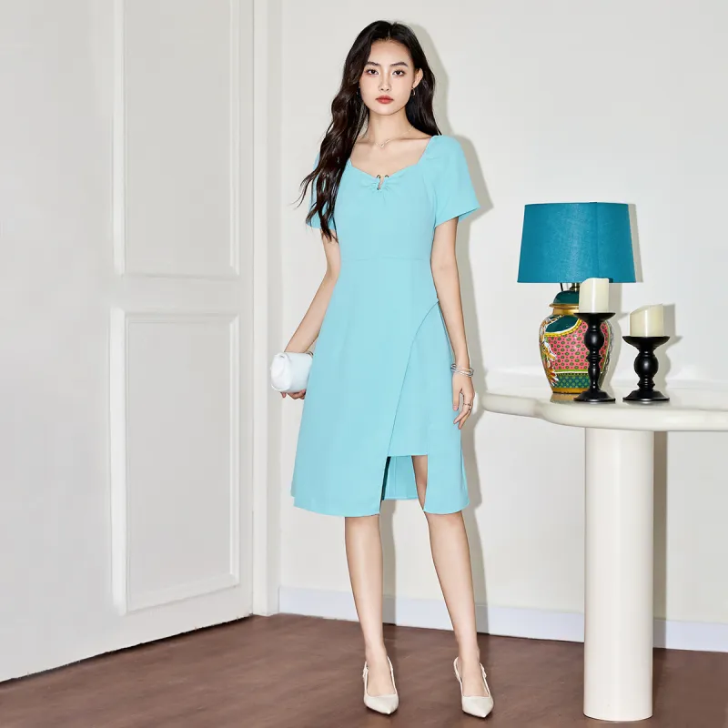 SMEN Short Sleeved Dress Women's Air Blue-3