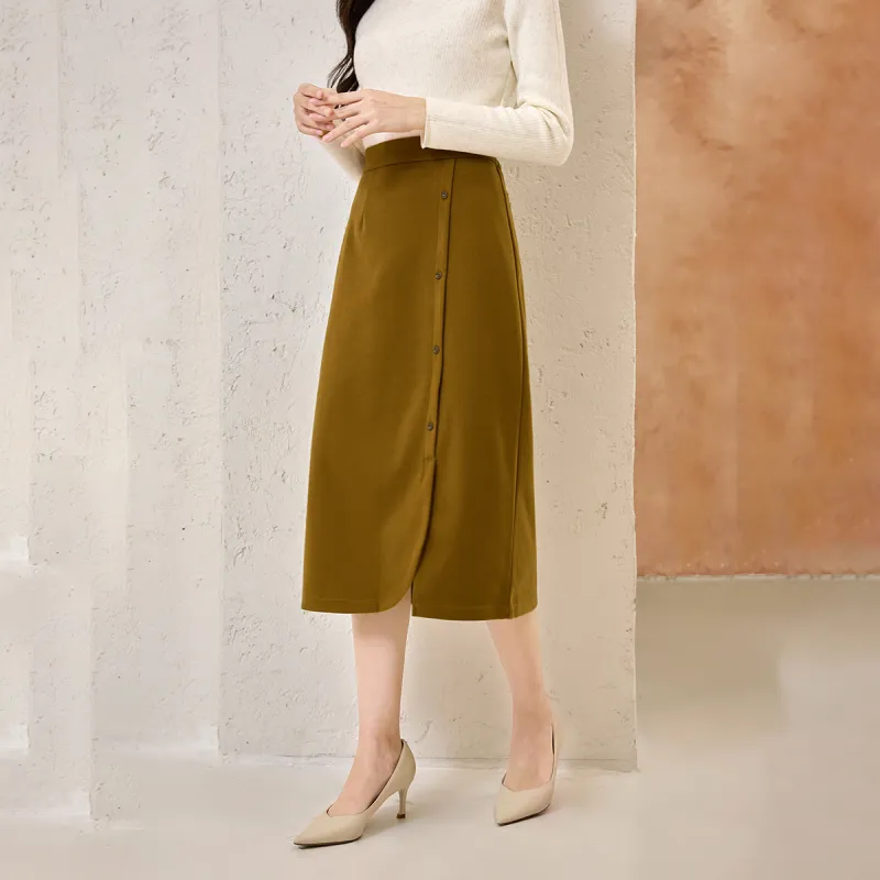 SMEN Casual Long Skirts Women's Tea Brown-6