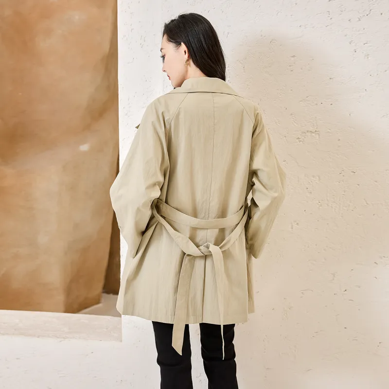SMEN Trench Coat Women's Milk White Green-8