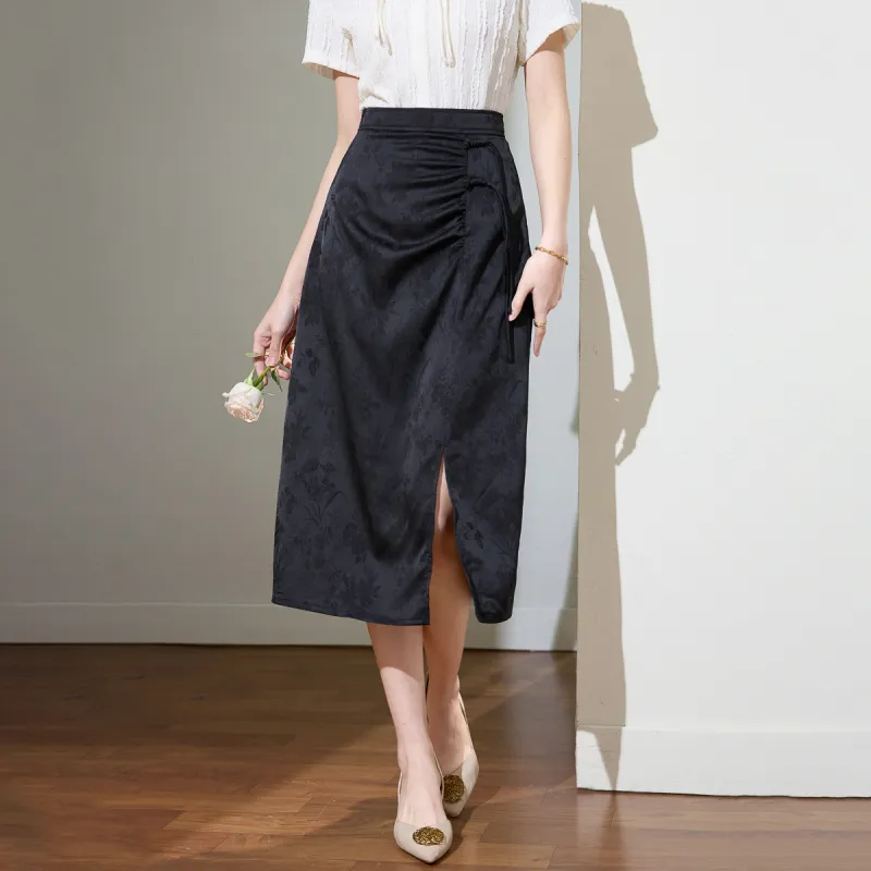 SMEN Casual Long Skirts Women's Black-1