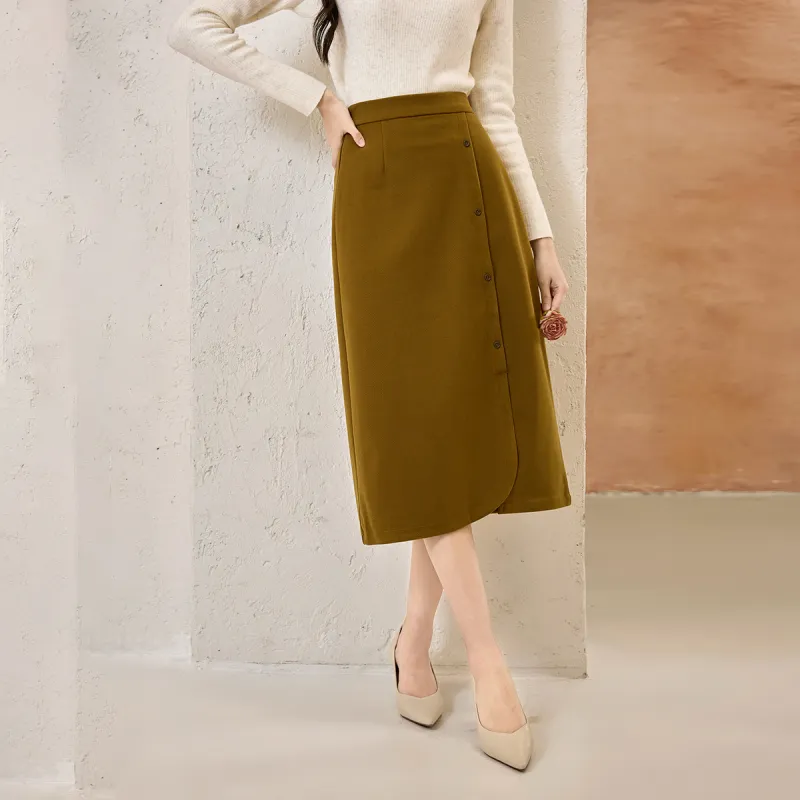 SMEN Casual Long Skirts Women's Tea Brown-8