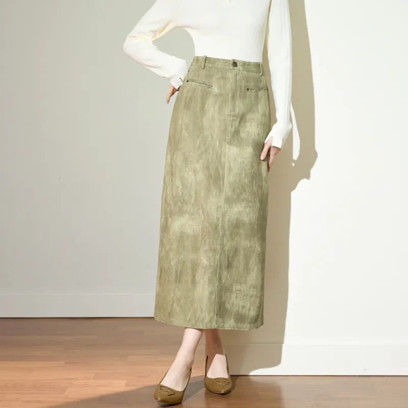 SMEN Casual Long Skirts Women's Khaki-6