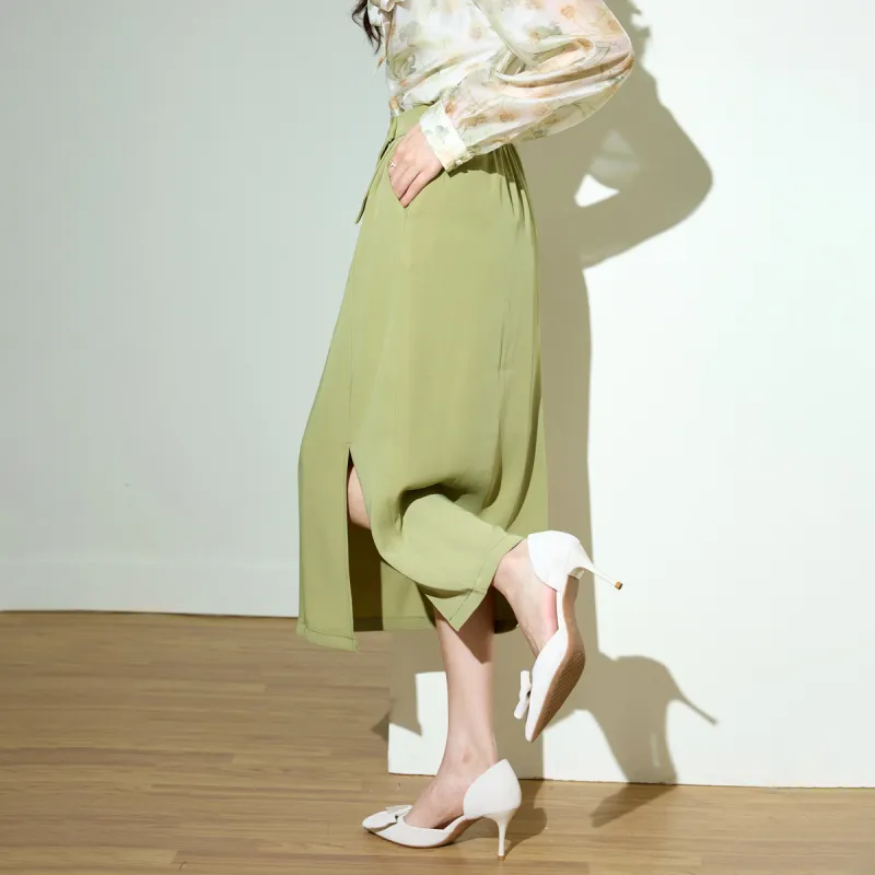 SMEN Casual Long Skirts Women's Green-5