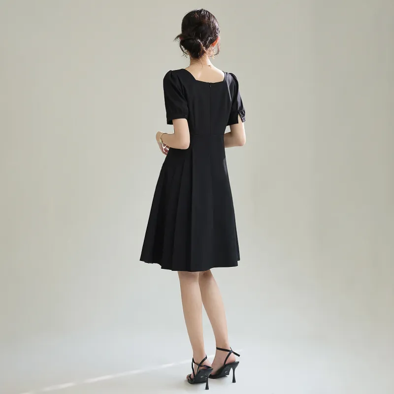 SMEN Short Sleeved Dresses Women's Black-1