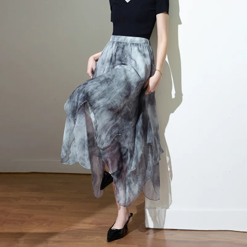 SMEN Casual Long Skirt Women's Gray-2