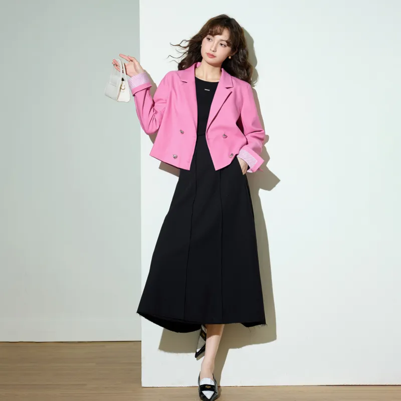 SMEN Cropped Coats Women's Raspberry Pink-8