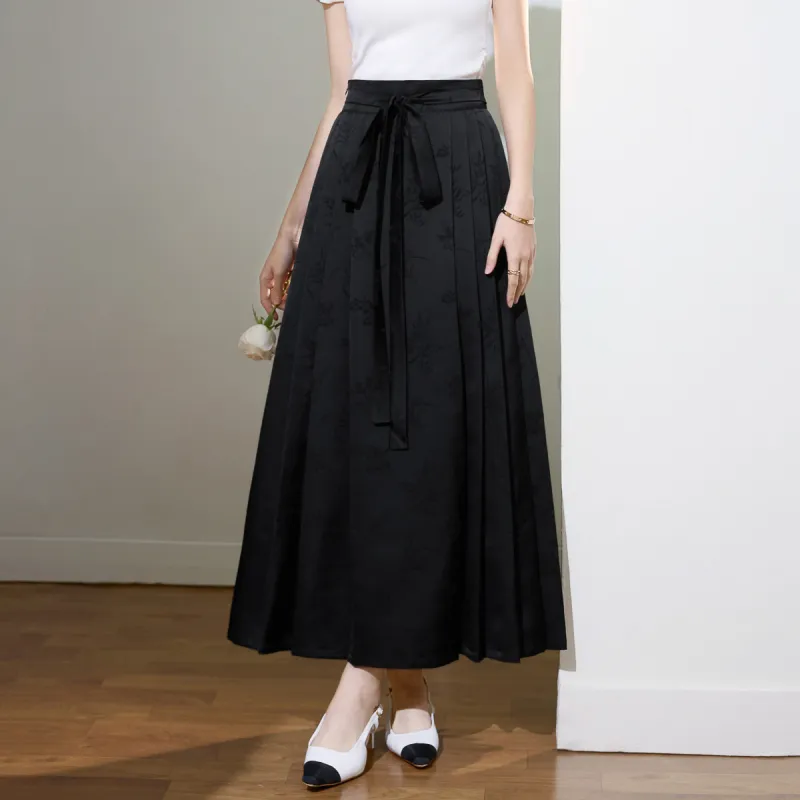 SMEN Casual Long Skirts Women's Black-3