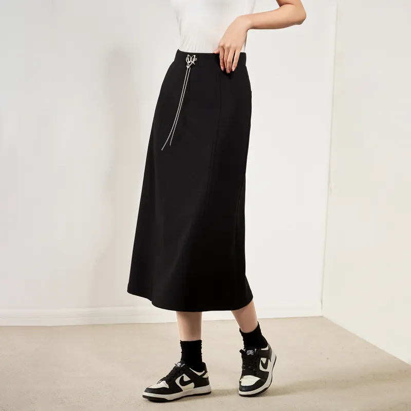 SMEN Casual Long Skirts Women's Black-6