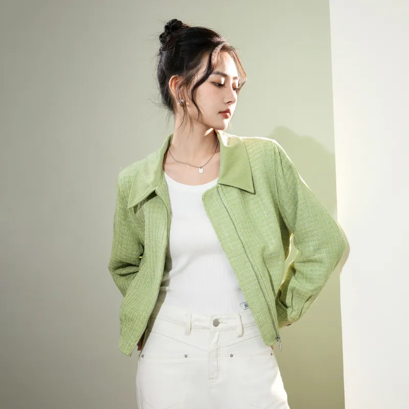 SMEN Cropped Coats Women's Light Green-2