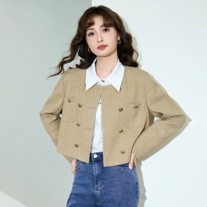 SMEN Jackets Coats Women's Khaki-3