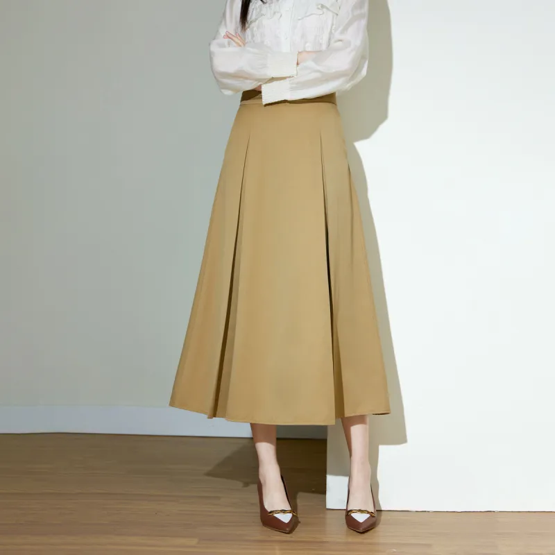 SMEN Casual Long Skirts Women's Khaki-5