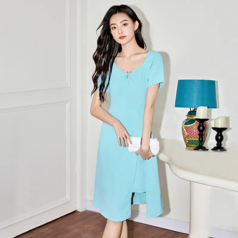 SMEN Short Sleeved Dress Women's Air Blue-6
