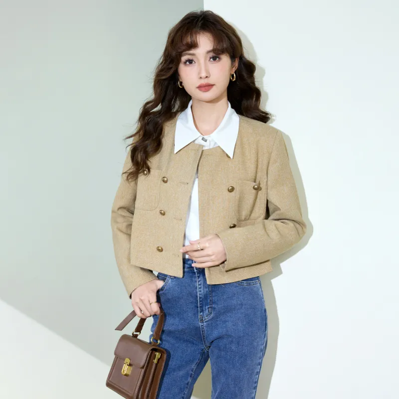 SMEN Jackets Coats Women's Khaki-7