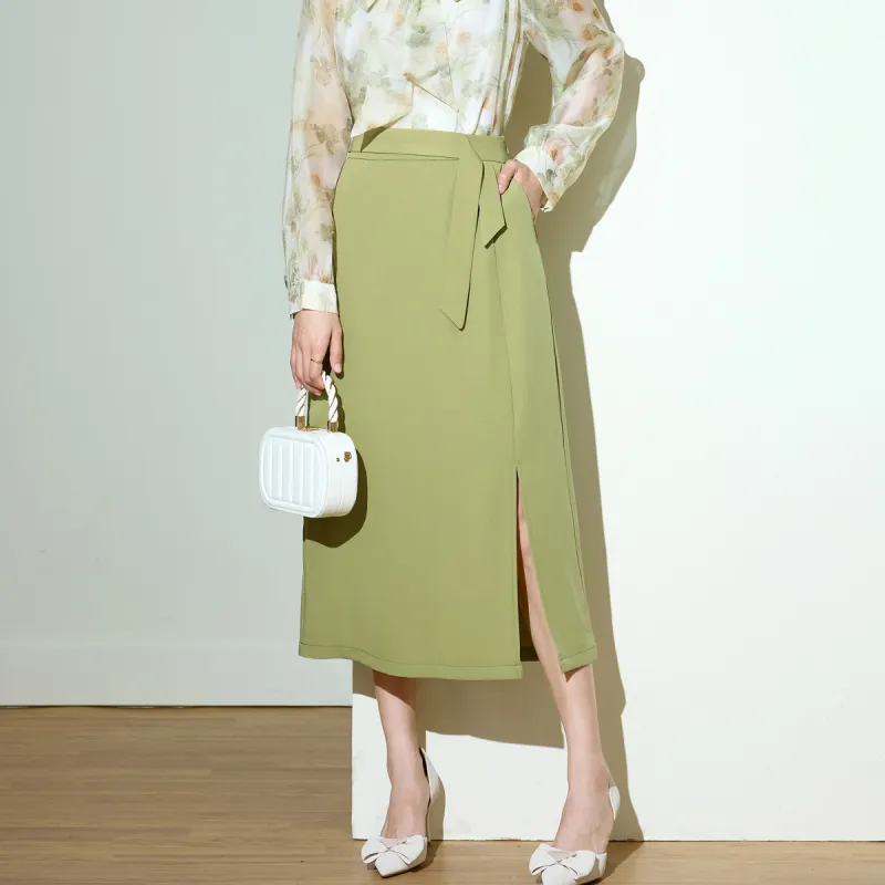 SMEN Casual Long Skirts Women's Green-6