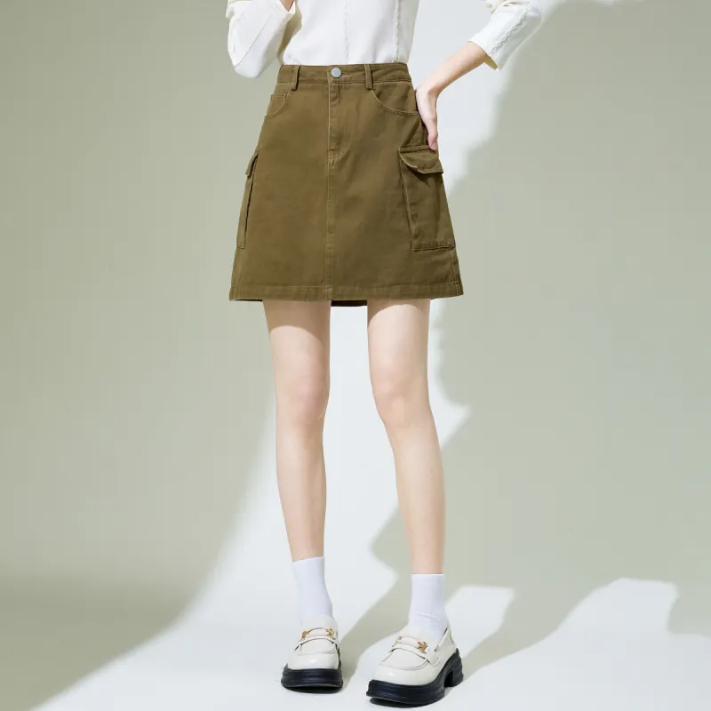 SMEN SS24 Denim Short Skirts Women's Coffee-6