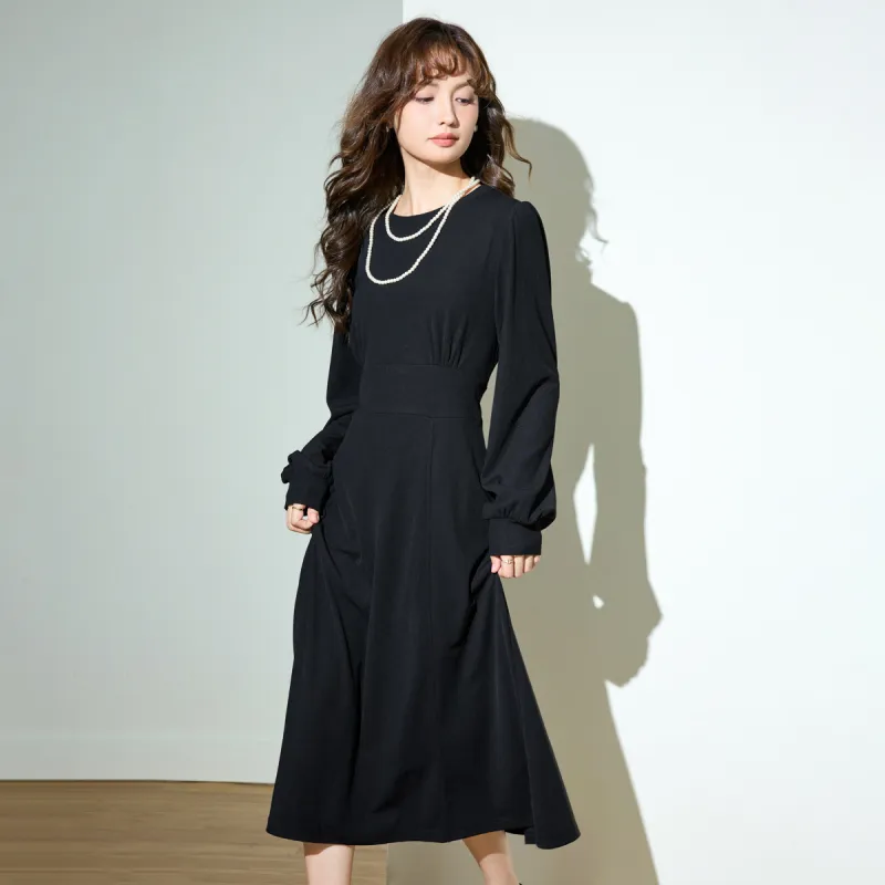 SMEN Long Sleeved Dresses Women's Black-5