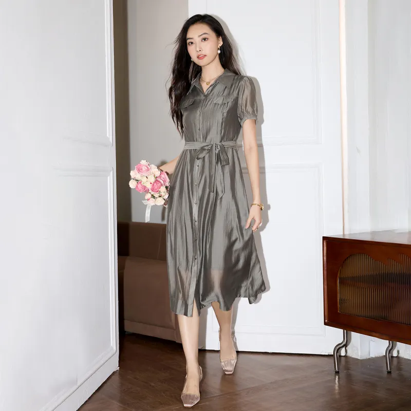SMEN SS24 Short Sleeved Dresses Women's Gray-5