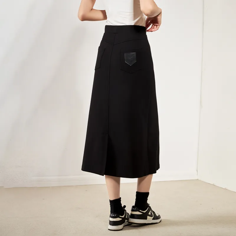 SMEN Casual Long Skirts Women's Black-8