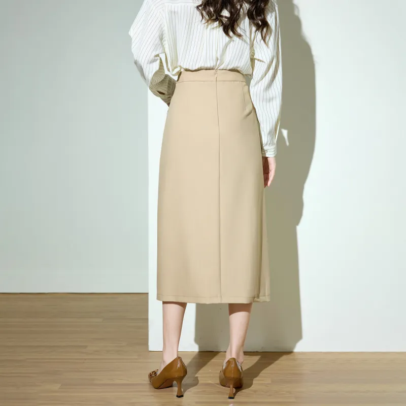 SMEN Casual Long Skirts Women's Khaki-2
