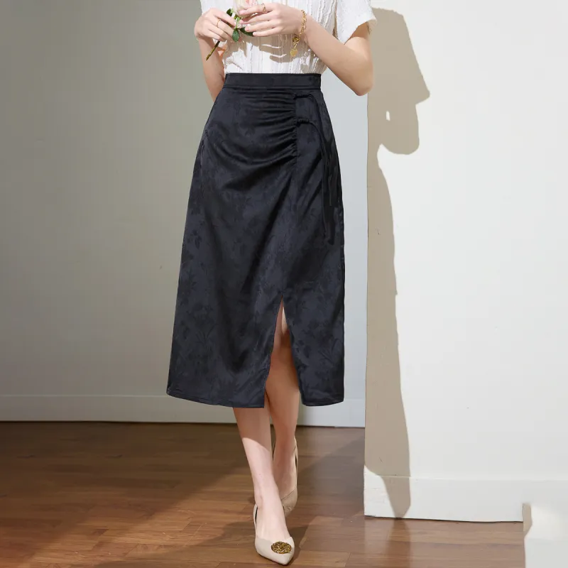 SMEN Casual Long Skirts Women's Black-2