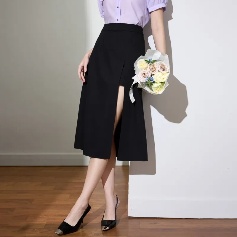SMEN Casual Long Skirts Women's Black-6