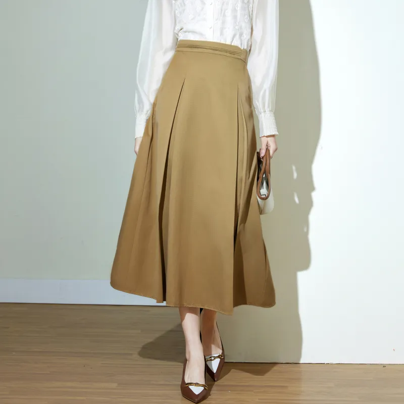 SMEN Casual Long Skirts Women's Khaki-2