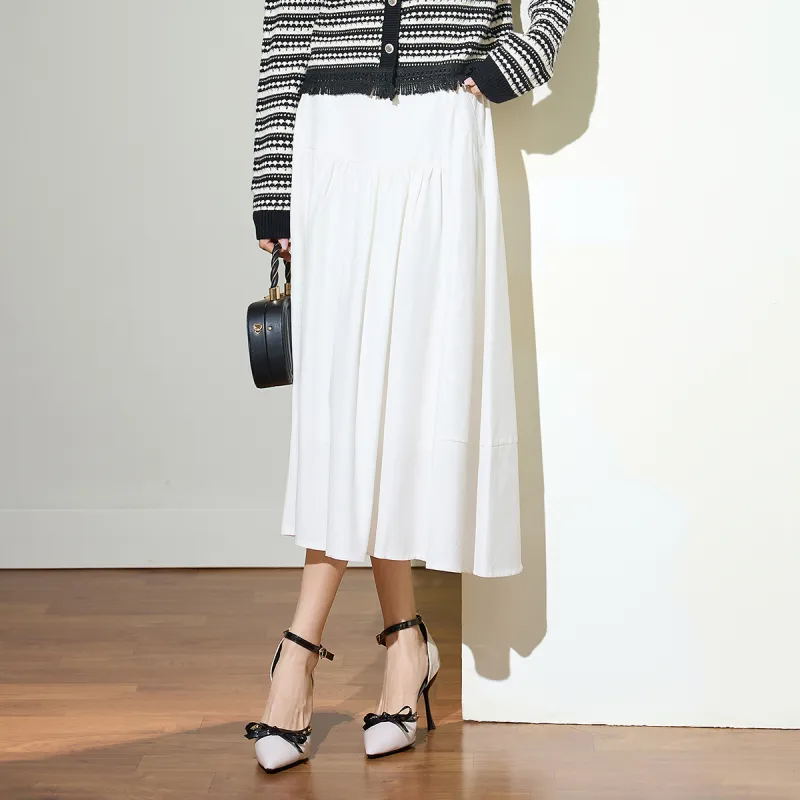 SMEN Casual Long Skirts Women's White-8