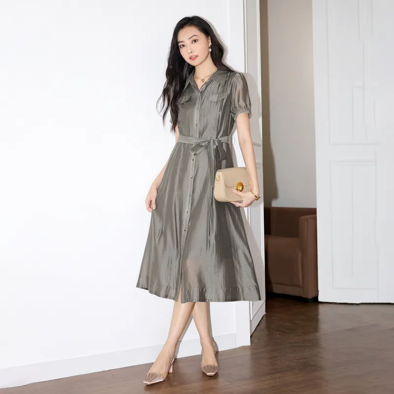 SMEN SS24 Short Sleeved Dresses Women's Gray-10