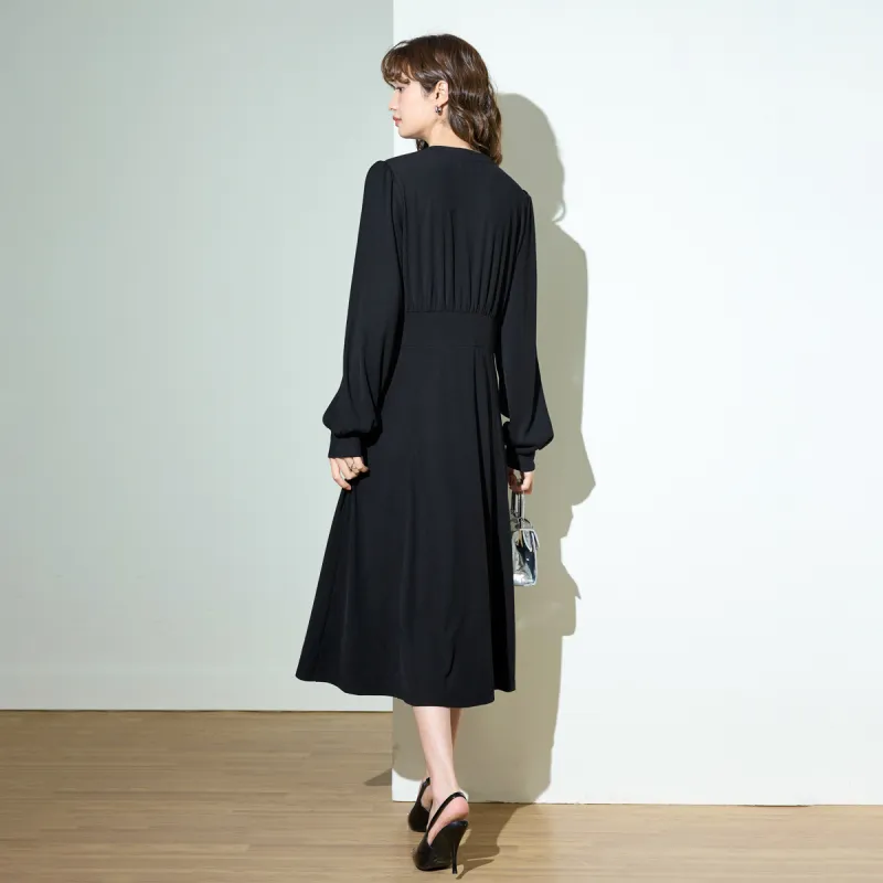 SMEN Long Sleeved Dresses Women's Black-8