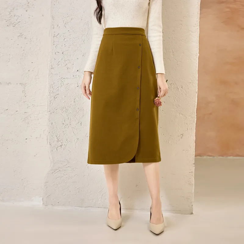 SMEN Casual Long Skirts Women's Tea Brown-3