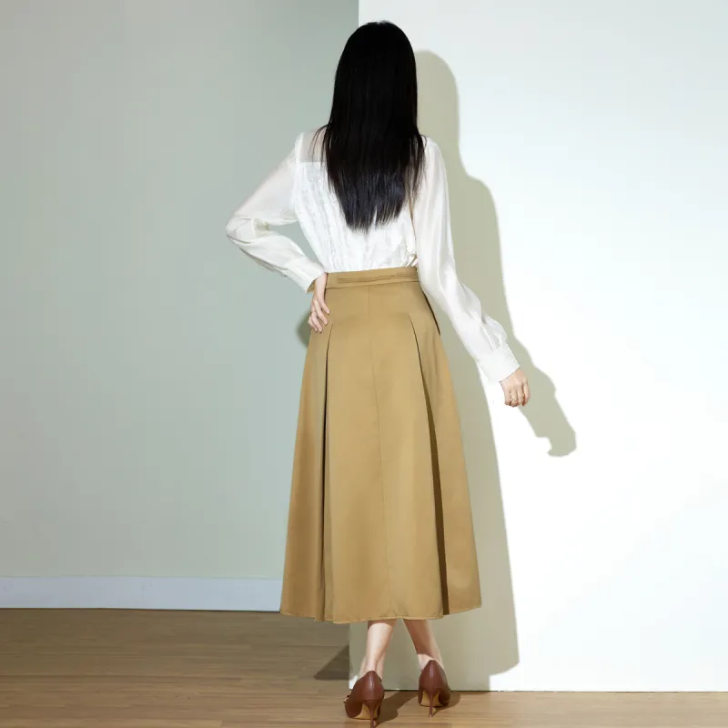 SMEN Casual Long Skirts Women's Khaki-3
