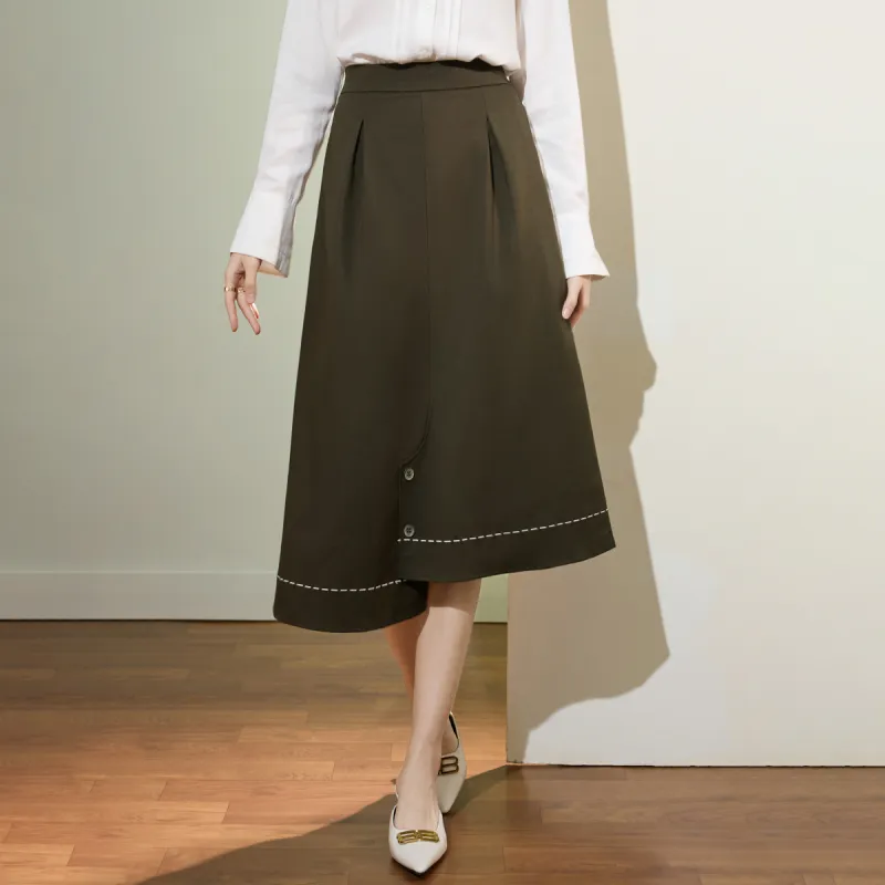 SMEN Casual Long Skirts Women's Coffee-2