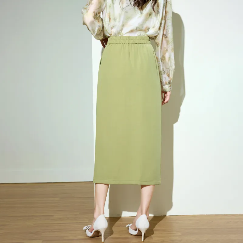 SMEN Casual Long Skirts Women's Green-3